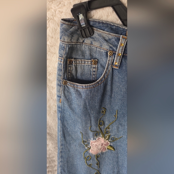 Vintage EMBROIDERED BEADED LONG DENIM FLOWING SKIRT 100% Cotton  Size 10 - Picture 10 of 10